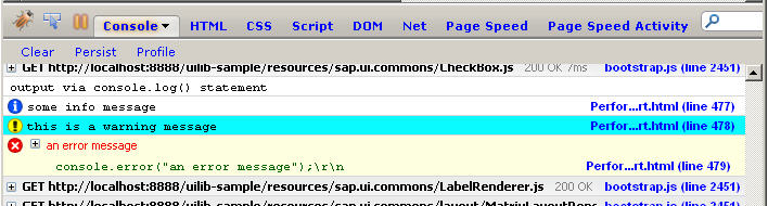 SAPUI5 Troubleshooting Logging Console