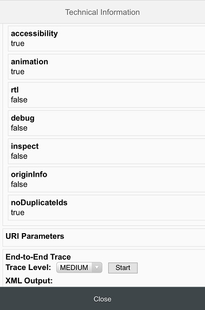 Technical Information in Mobile App
