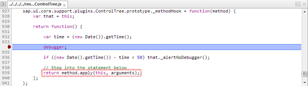 SAPUI5 Diagnostics Debugging a Method SAPUI5 Diagnostics Debugging a Method