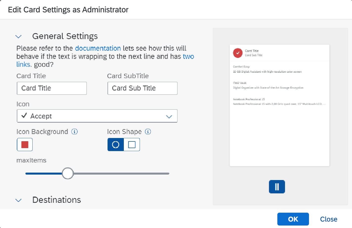 Configurations and APIs